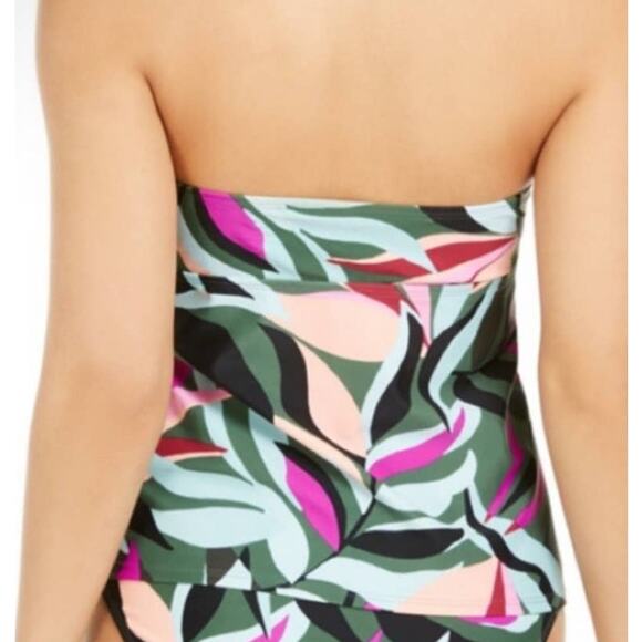 Hula Honey Olive Tropics Print Convertible Tankini - M - Picture 5 of 7
